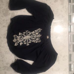 Navy Blue 3/4 sleeves cropped top💙